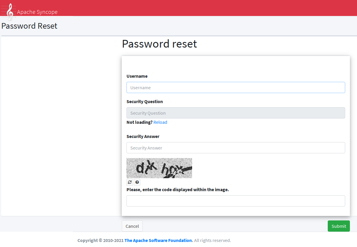 Password reset