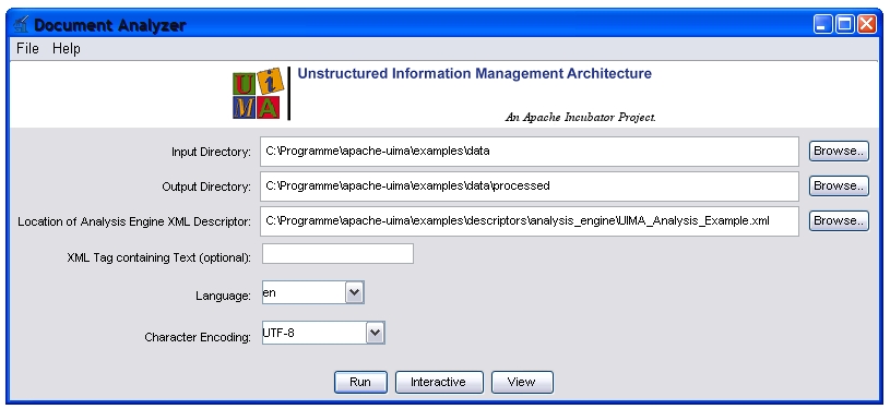 DocumentAnalyzer run configuration